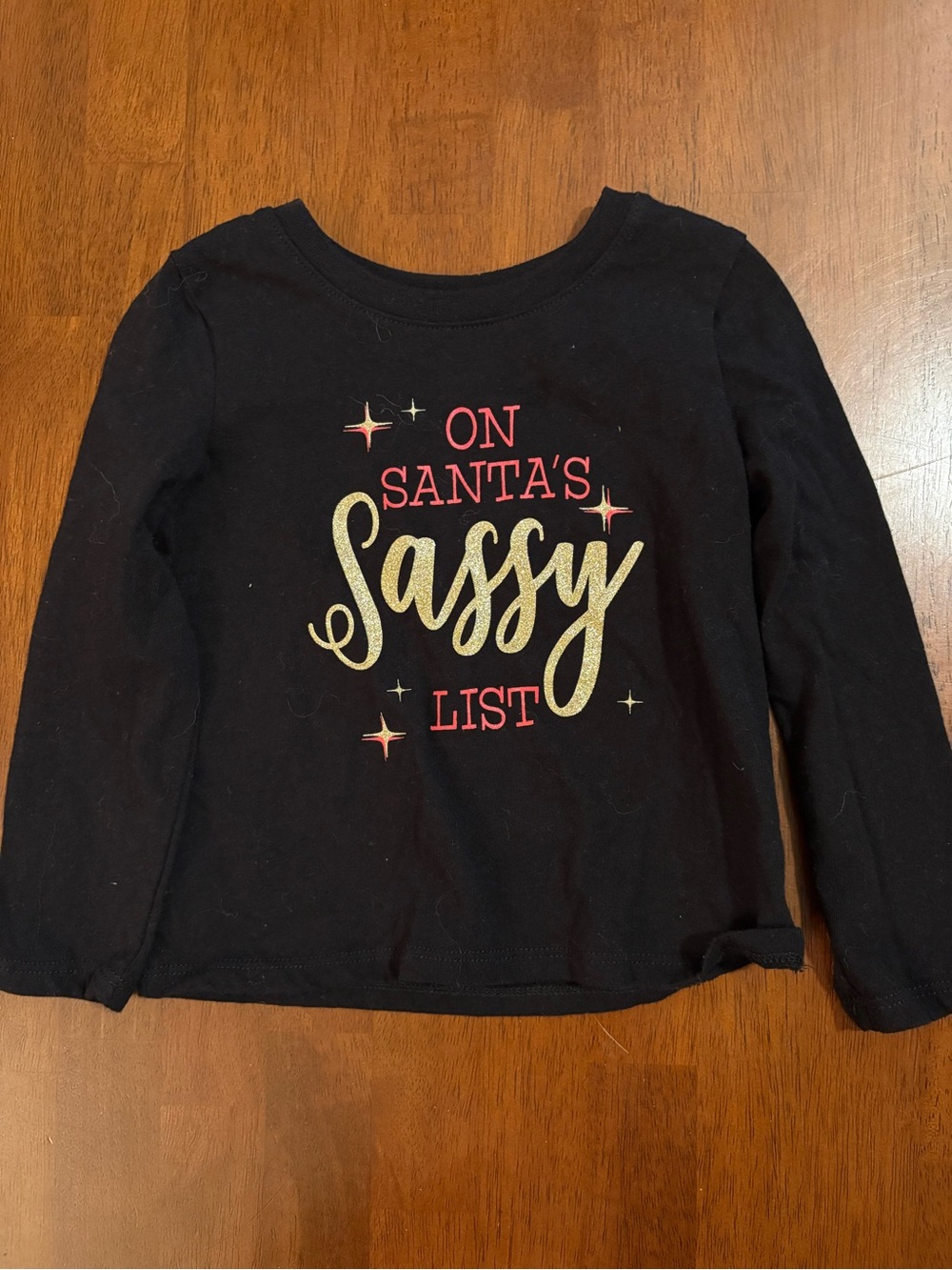 The Children's Place Black Long-Sleeve 'On Santa's Sassy List' Top
